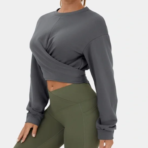 Halara Cropped Sweatshirt Dropped Shoulder Medium - Picture 3 of 7